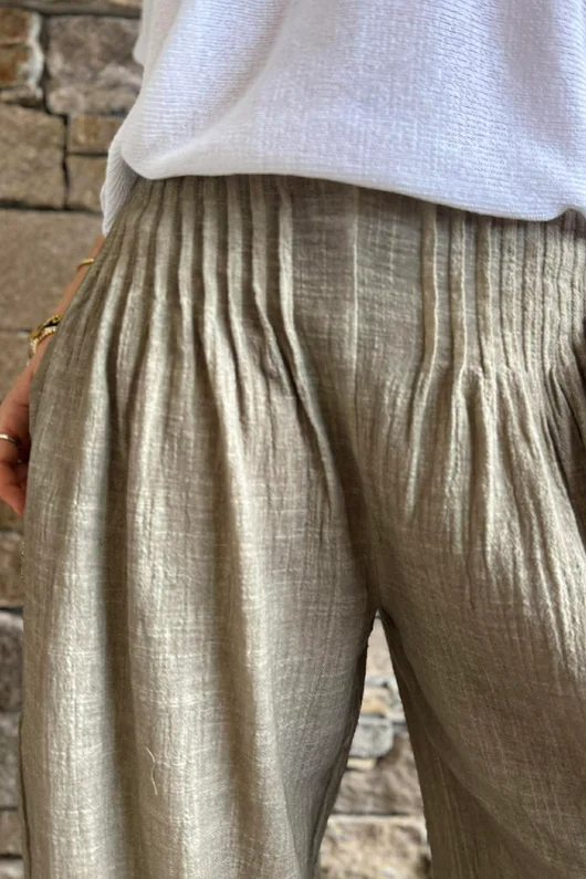 Loom & Thread Pin Tuck Pant Washed Earth /41=